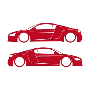 Juego de 2 pegatinas decorativas con silueta de coche rebajado para Audi R8 Coupé de primera generación (2007-2015) Rojo