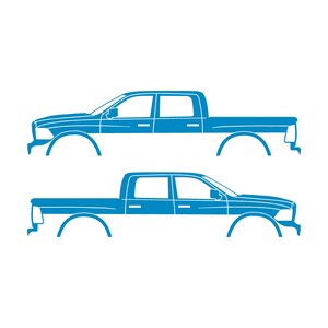 Set med 2 silhuettdekaler för Dodge Ram Crew Cab 4:e generationen 2010-18 Light Blue