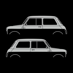 Set Of 2 Car Silhouette Decal Stickers For Classic Mk2 Mini Cooper Hatchback Light Grey