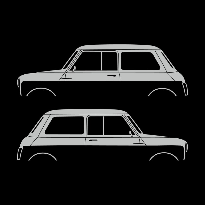 Set Of 2 Car Silhouette Decal Stickers For Classic Mk2 Mini Cooper Hatchback Light Grey