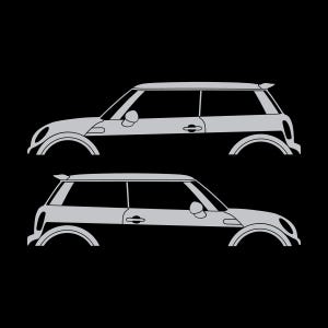 Set Of 2 Car Silhouette Decal Stickers For Mini Cooper S R56 - Mk2 - 2nd Gen Silver