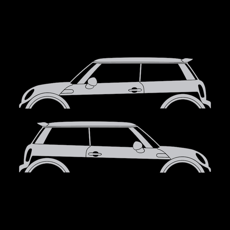 Set Of 2 Car Silhouette Decal Stickers For Mini Cooper S R56 - Mk2 - 2nd Gen Silver