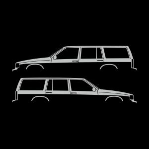 Conjunto de 2 adesivos com silhueta de carro para Volvo 945 Wagon Light Grey