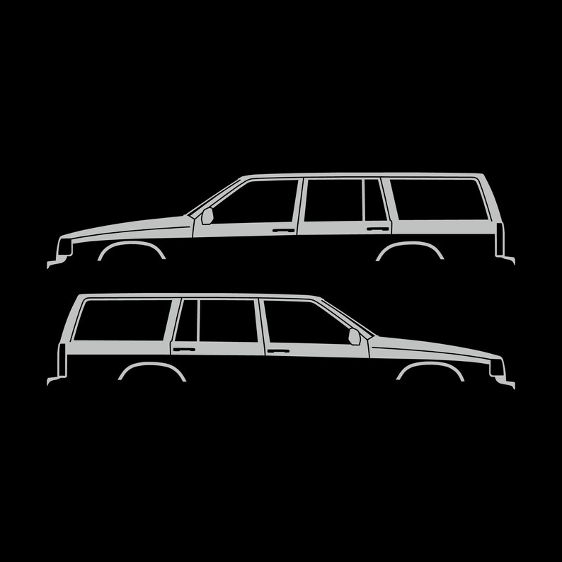 Conjunto de 2 adesivos com silhueta de carro para Volvo 945 Wagon Light Grey