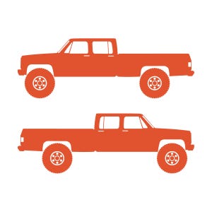 Conjunto de 2 adesivos com silhueta de carro para caminhonete Chevrolet C30 Dually Classic C10 de 3ª geração Laranja