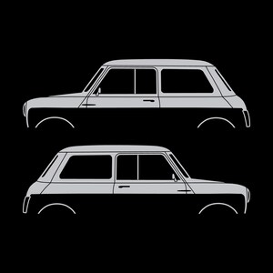 Set Of 2 Car Silhouette Decal Stickers For Classic Mk2 Mini Cooper Hatchback Silver