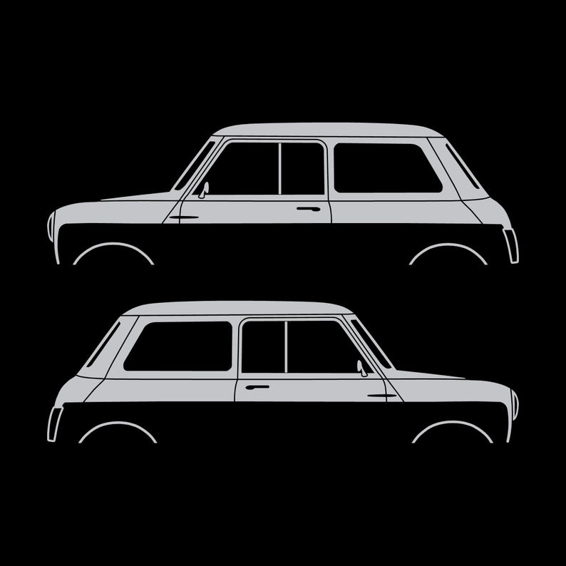 Set Of 2 Car Silhouette Decal Stickers For Classic Mk2 Mini Cooper Hatchback Silver
