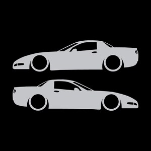 Juego de 2 pegatinas decorativas con silueta de coche rebajado para Chevrolet Corvette C5 Z06 Hardtop Coupé Plata
