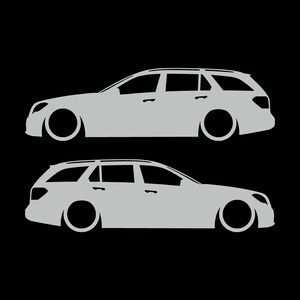Set Of 2 Car Silhouette Decal Stickers For The Mercedes E-class S212 W212 Wagon Light Grey