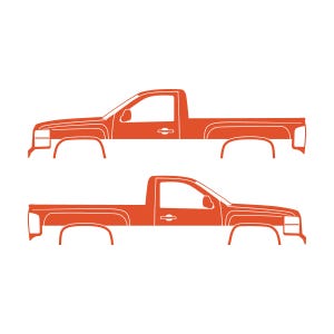 Set mit 2 Auto-Silhouette-Aufklebern für Chevrolet Silverado 2007-13 Einzelkabine Orange