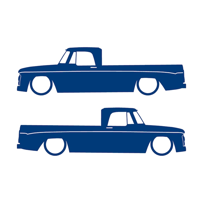 Set Of 2 Car Silhouette Decal Stickers For 1961-65 Dodge D100 Sweptline Long Bed 1st Gen Blue
