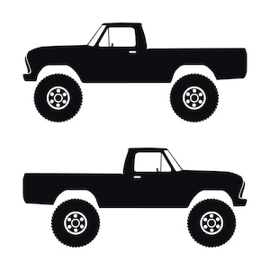 Set Of 2 Car Silhouette Decal Stickers For Ford F100 6th Gen Long Bed Black