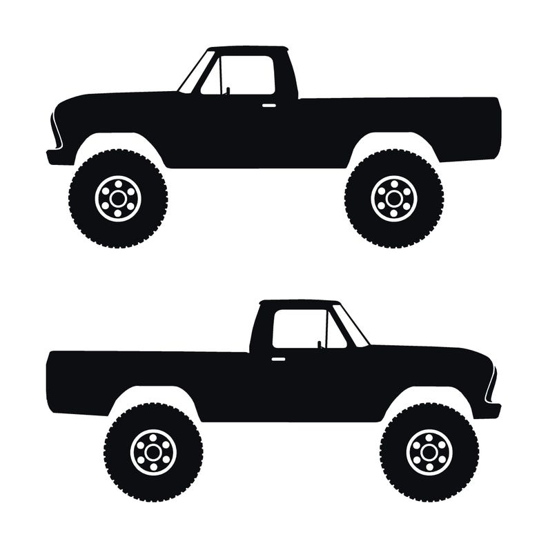 Set Of 2 Car Silhouette Decal Stickers For Ford F100 6th Gen Long Bed Black