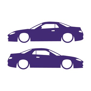 Set di 2 adesivi con silhouette di auto ribassate per Mitsubishi FTO Viola