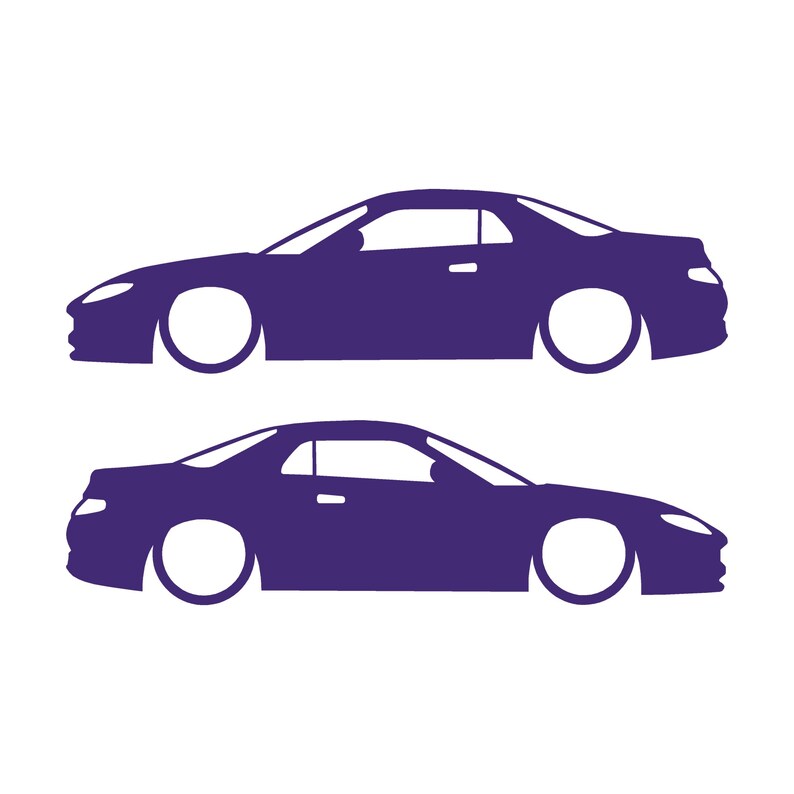 Set di 2 adesivi con silhouette di auto ribassate per Mitsubishi FTO Viola