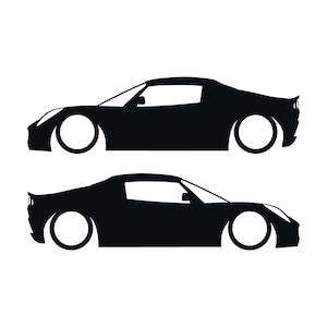 Juego de 2 pegatinas decorativas con silueta de coche rebajado para Lotus Elise S2 Negro