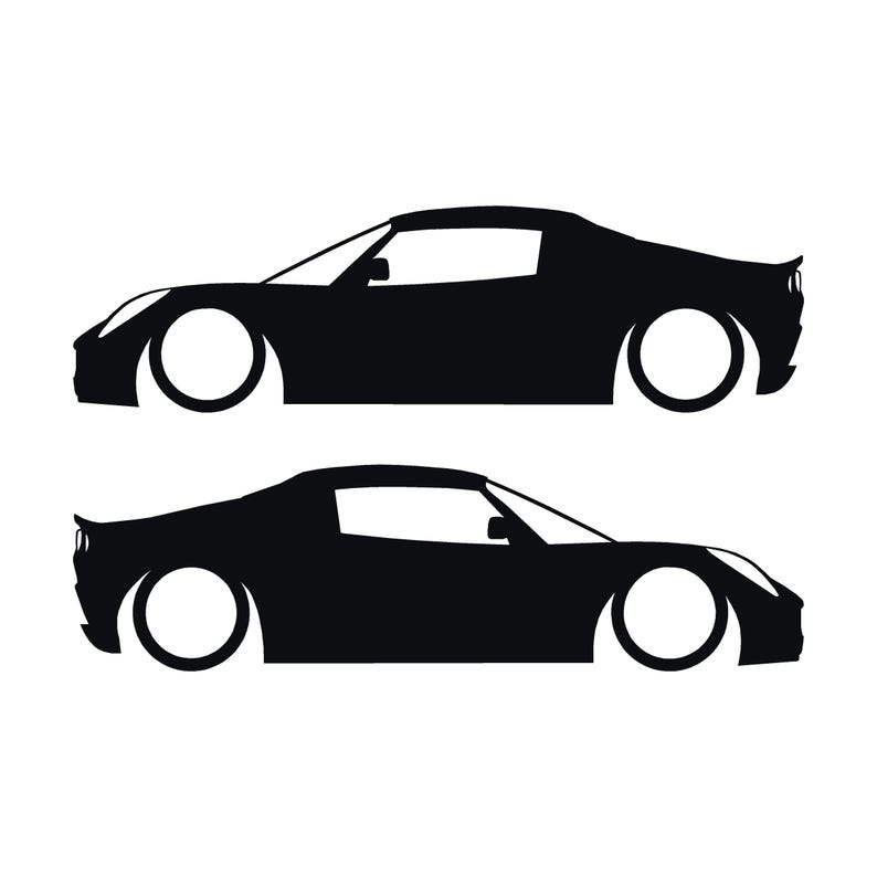 Juego de 2 pegatinas decorativas con silueta de coche rebajado para Lotus Elise S2 Negro