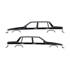 Set Of 2 Car Silhouette Decal Stickers For Volvo 744 Sedan Black