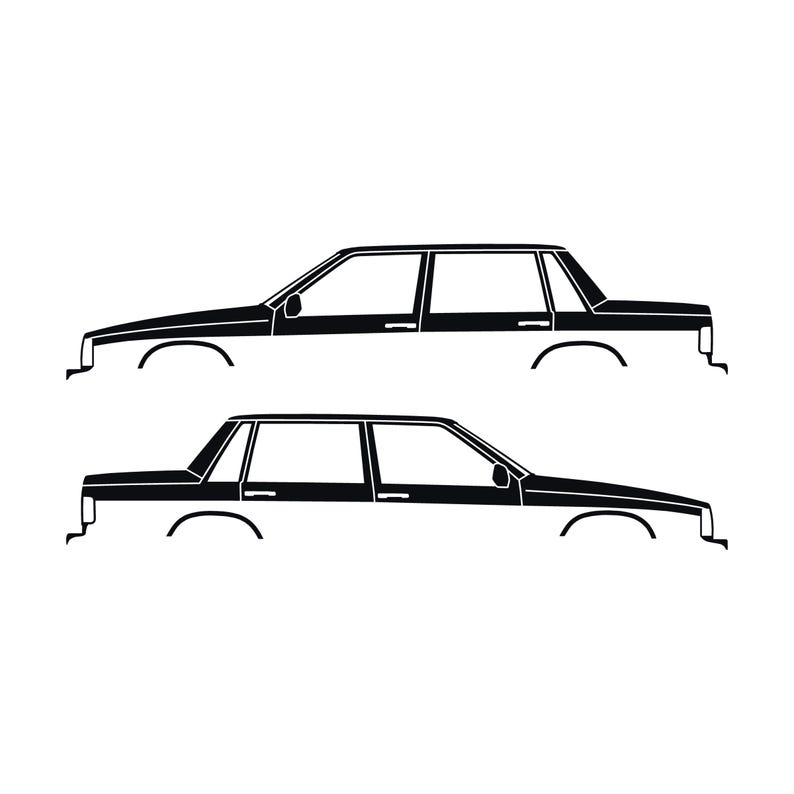Set Of 2 Car Silhouette Decal Stickers For Volvo 744 Sedan Black