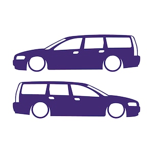 Set Of 2 Car Silhouette Decal Stickers For Volvo V70 T5 R 2nd Gen 2000-07 Purple
