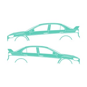 Set Of 2 Lowered Car Silhouette Decal Stickers For Mitsubishi Lancer Evo X 10 Mint