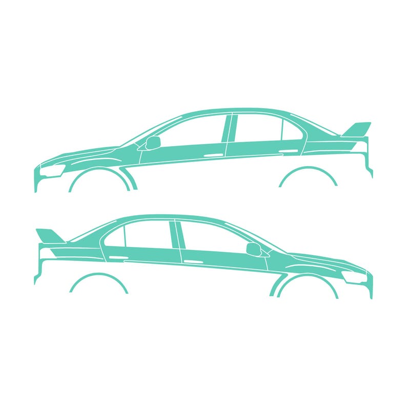Set Of 2 Lowered Car Silhouette Decal Stickers For Mitsubishi Lancer Evo X 10 Mint