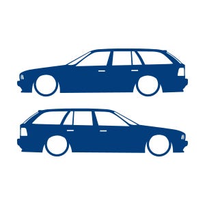 Set med 2 silhuettdekaler för BMW E34 5-serie Touring Blå