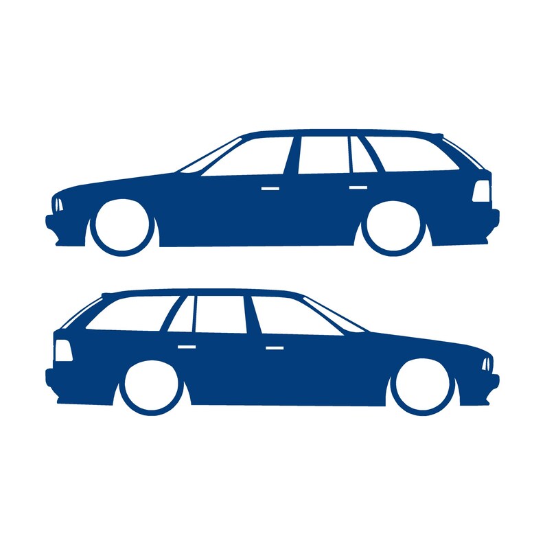 Set med 2 silhuettdekaler för BMW E34 5-serie Touring Blå