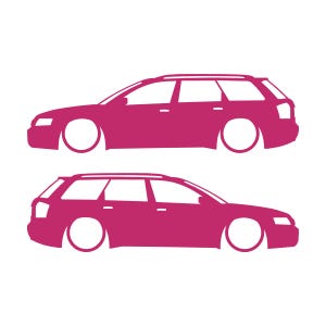 Set van 2 verlaagde auto-silhouet stickers voor Audi A4 S6 B6 Wagon Avant Roze