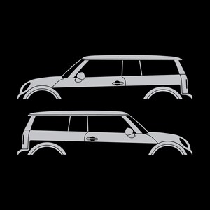 Set Of 2 Car Silhouette Decal Stickers For Mini Clubman R55 - 1st Gen 2007-14 Silver