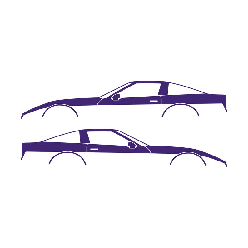 Set Of 2 Car Silhouette Decal Stickers For Chevrolet Corvette C4 Coupe Purple