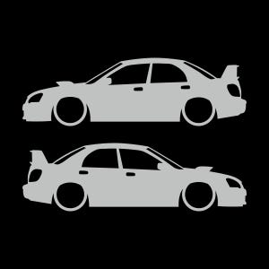 Set Of 2 Car Silhouette Decal Stickers For Subaru Impreza WRX STI 2nd Gen Blob Eye Light Grey