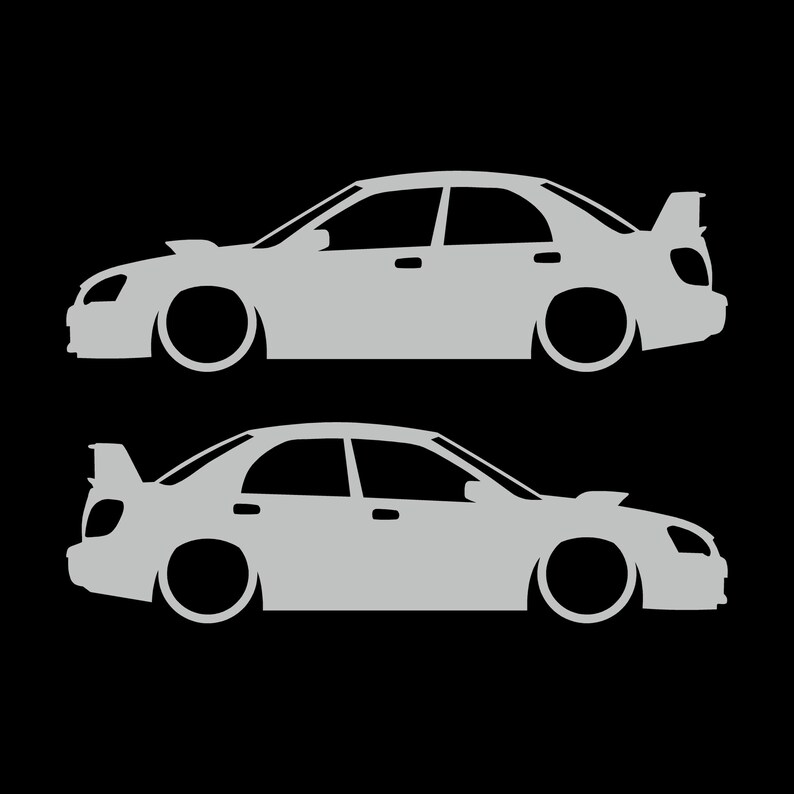 Set Of 2 Car Silhouette Decal Stickers For Subaru Impreza WRX STI 2nd Gen Blob Eye Light Grey