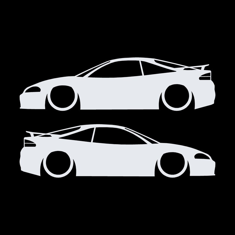 Set Of 2 Lowered Car Silhouette Decal Stickers For Eagle Talon TSi 2G image 3