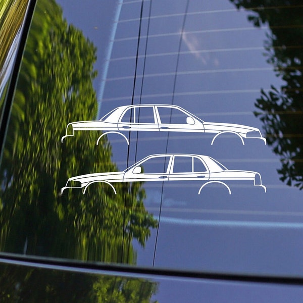 2x Car Silhouette Decal Stickers for Ford Crown Victoria 2nd gen 1998-2012