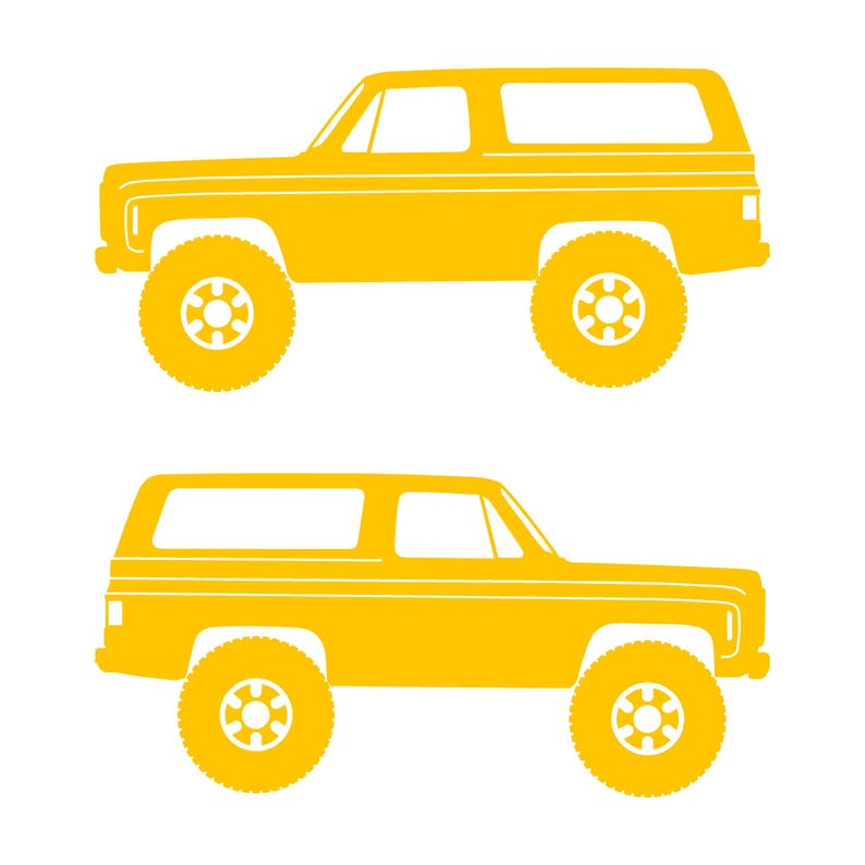 Set Of 2 Lowered Car Silhouette Decal Stickers For Chevrolet K5 Blazer Yellow