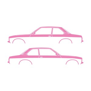 Set Of 2 Car Silhouette Decal Stickers For Opel Ascona B 4-Door Sedan Soft Pink