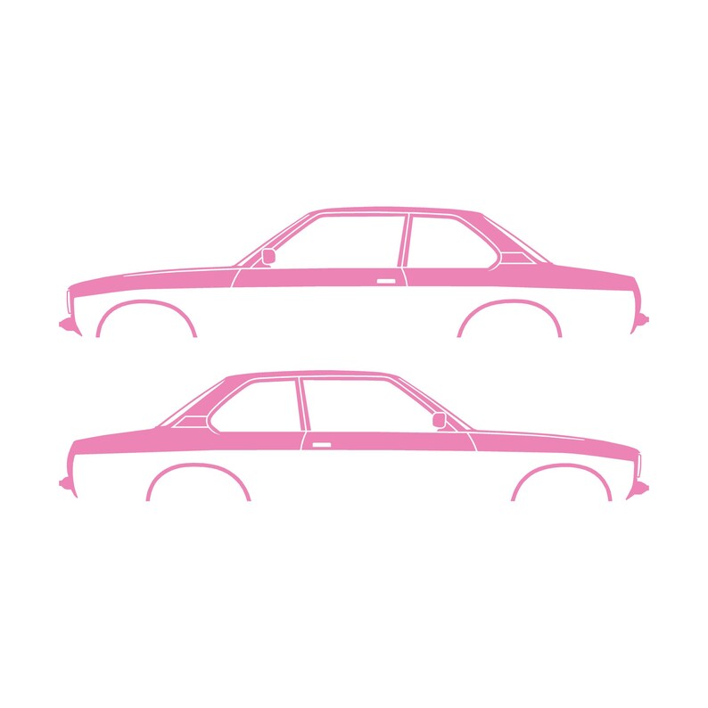 Set Of 2 Car Silhouette Decal Stickers For Opel Ascona B 4-Door Sedan Soft Pink