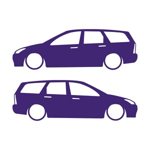 Set Of 2 Car Silhouette Decal Stickers For Ford Cortina Mk1 Estate Wagon Purple