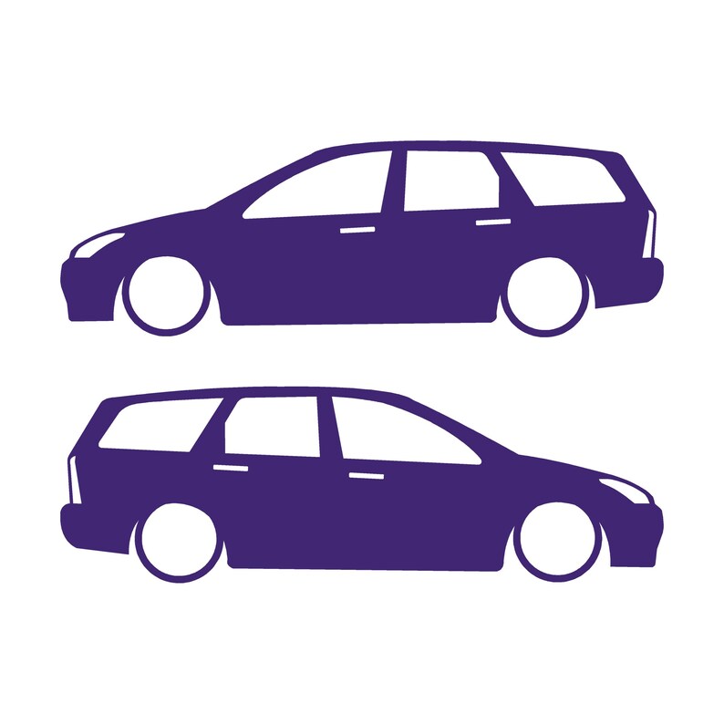 Set Of 2 Car Silhouette Decal Stickers For Ford Cortina Mk1 Estate Wagon Purple