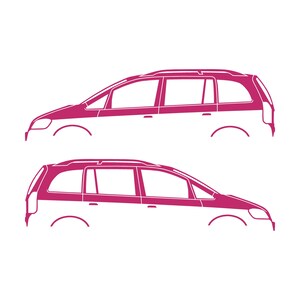 Set Of 2 Car Silhouette Decal Stickers For Vauxhall Opel Zafira A Mk1 Pink