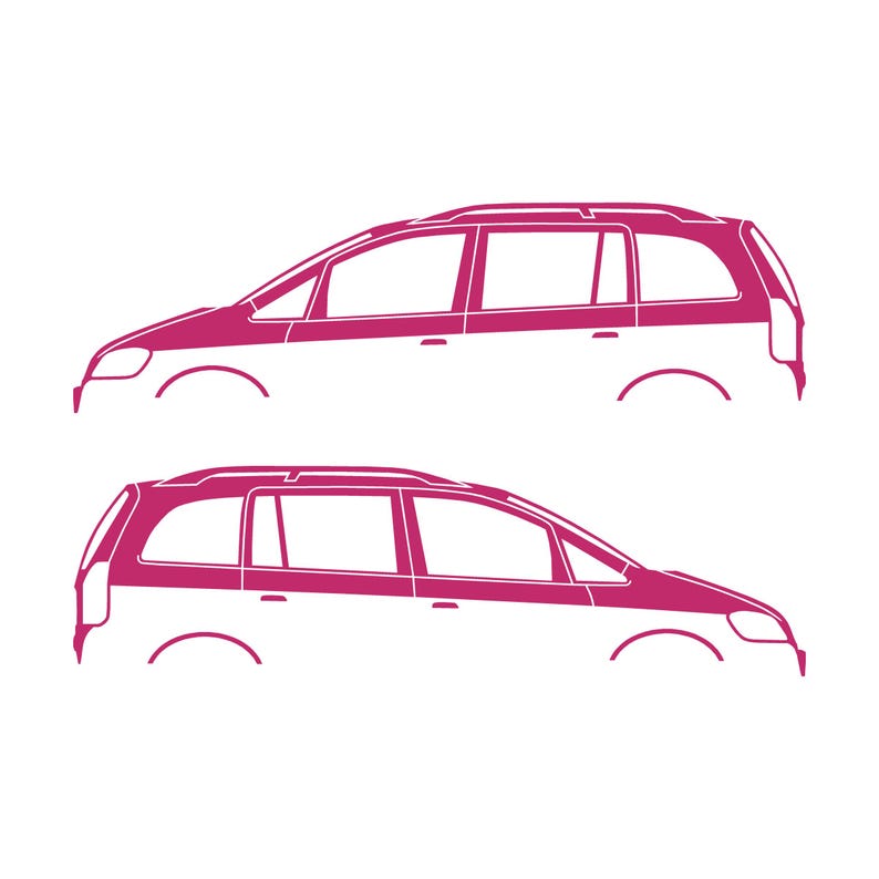 Set Of 2 Car Silhouette Decal Stickers For Vauxhall Opel Zafira A Mk1 Pink