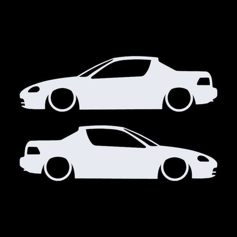 Set Of 2 Lowered Car Silhouette Decal Stickers For Honda Del Sol 1992-98 VTi White