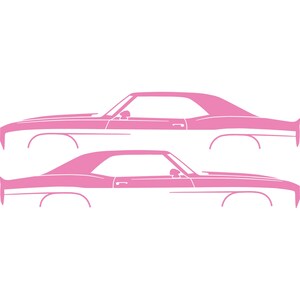 Set Of 2 Car Silhouette Decal Stickers For Chevrolet Camaro 1st Gen Soft Pink