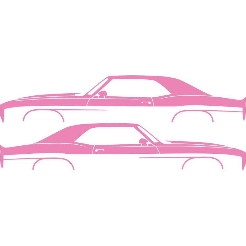 Set Of 2 Car Silhouette Decal Stickers For Chevrolet Camaro 1st Gen Soft Pink
