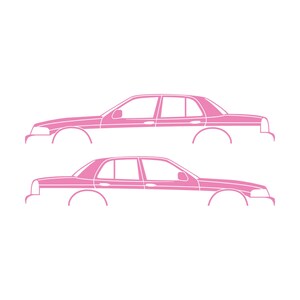 Juego de 2 pegatinas con silueta de coche para Ford Crown Victoria de 2.ª generación Soft Pink