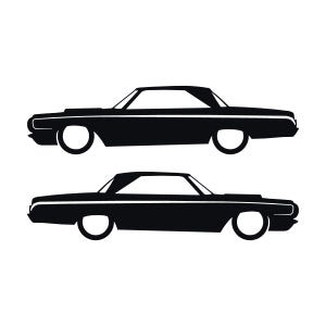 Set Of 2 Car Silhouette Decal Stickers For 1964 Dodge Polara Max Wedge 2-door Hardtop Coupe Black