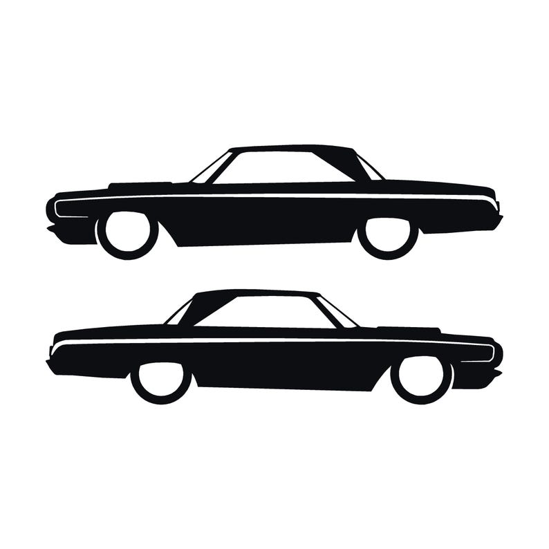Set Of 2 Car Silhouette Decal Stickers For 1964 Dodge Polara Max Wedge 2-door Hardtop Coupe Black