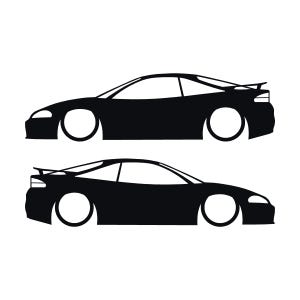 Set Of 2 Lowered Car Silhouette Decal Stickers For Eagle Talon TSi 2G Black