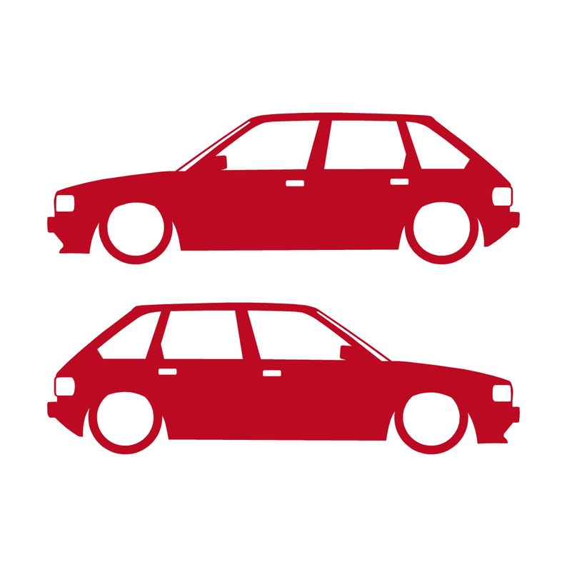 Set Of 2 Lowered Car Silhouette Decal Stickers For Austin Maestro Red